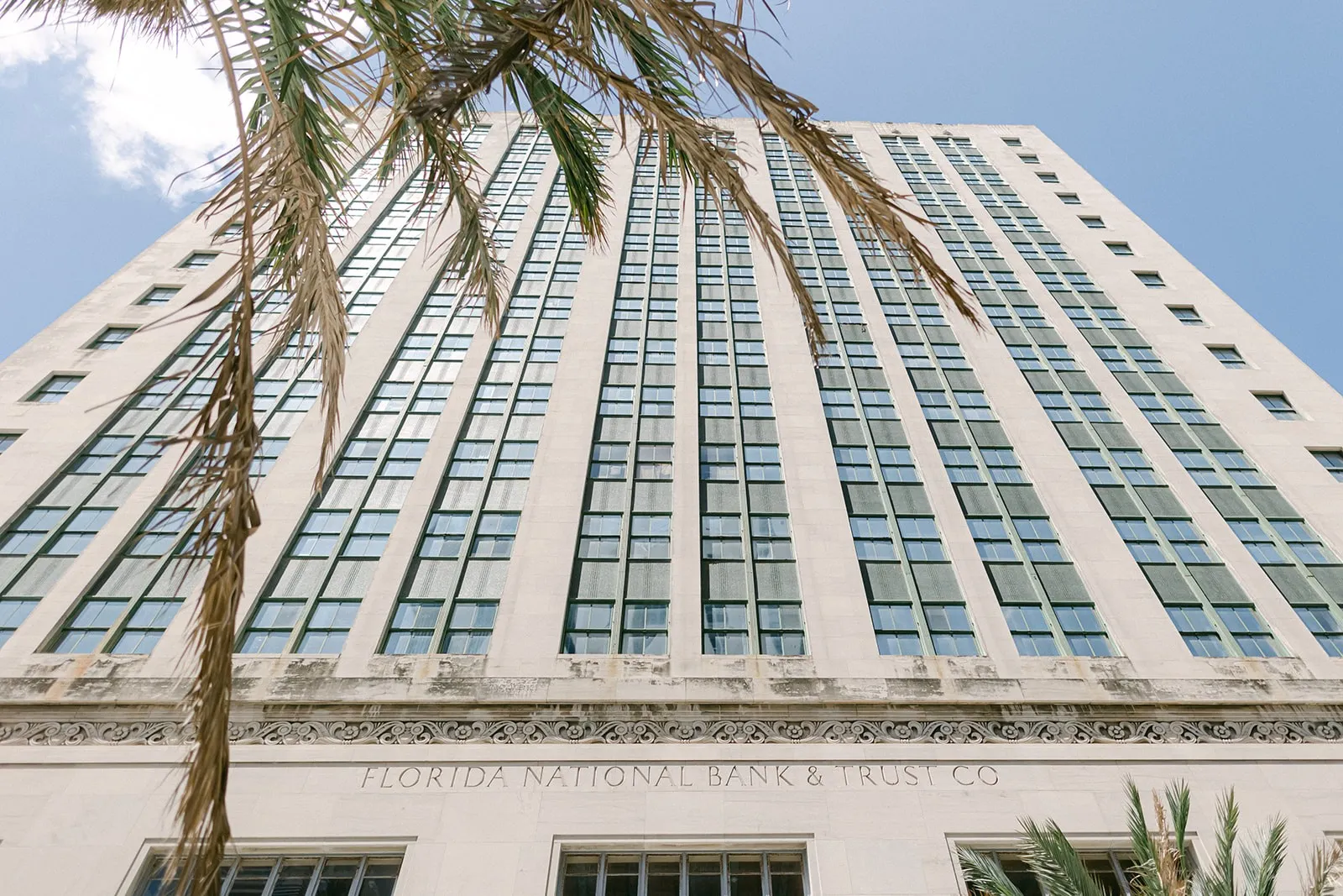 The tower, carved with Florida National Bank & Trust Co